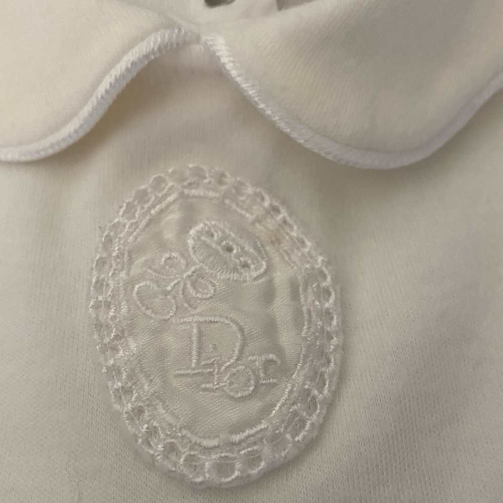 Baby Dior Elegant Footie With Embroidered All Over and Signature - Picture 3 of 10